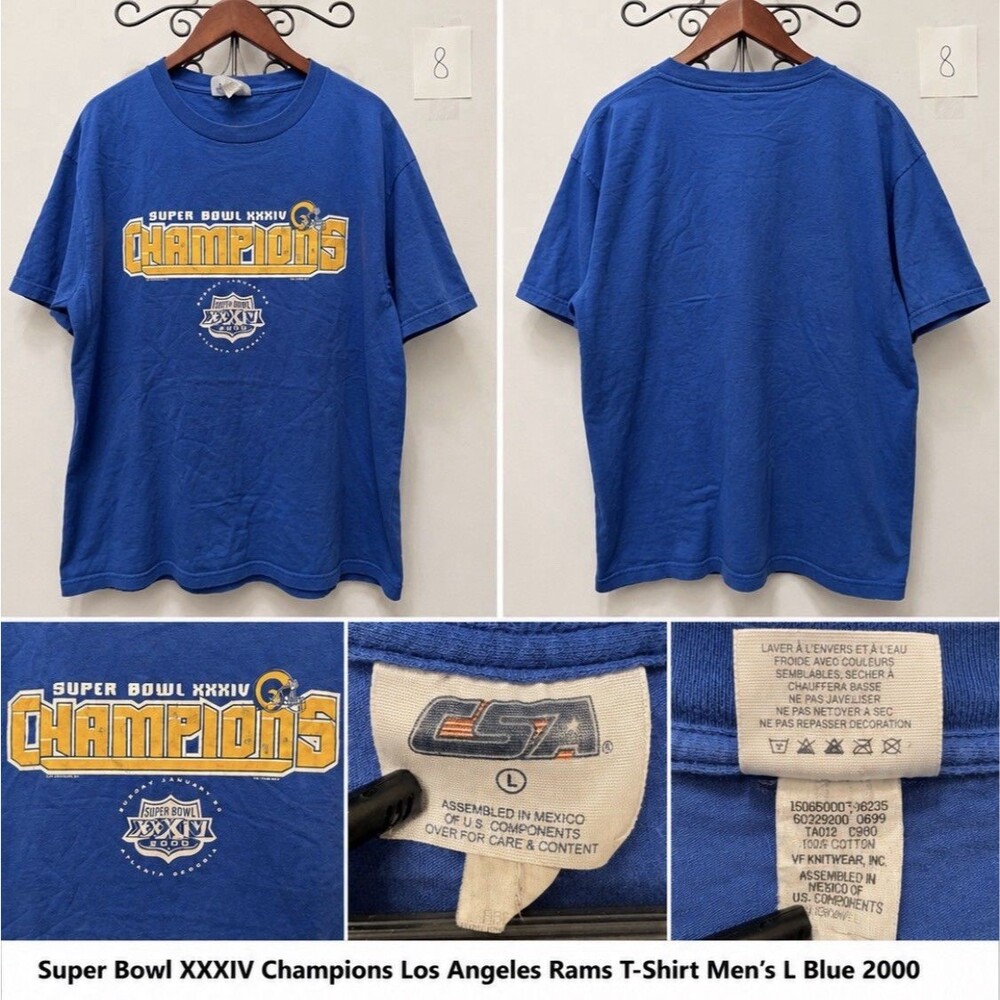 Vintage 2000 Los Angeles Rams Super Bowl XXXIV Champions T-Shirt Men’s Large